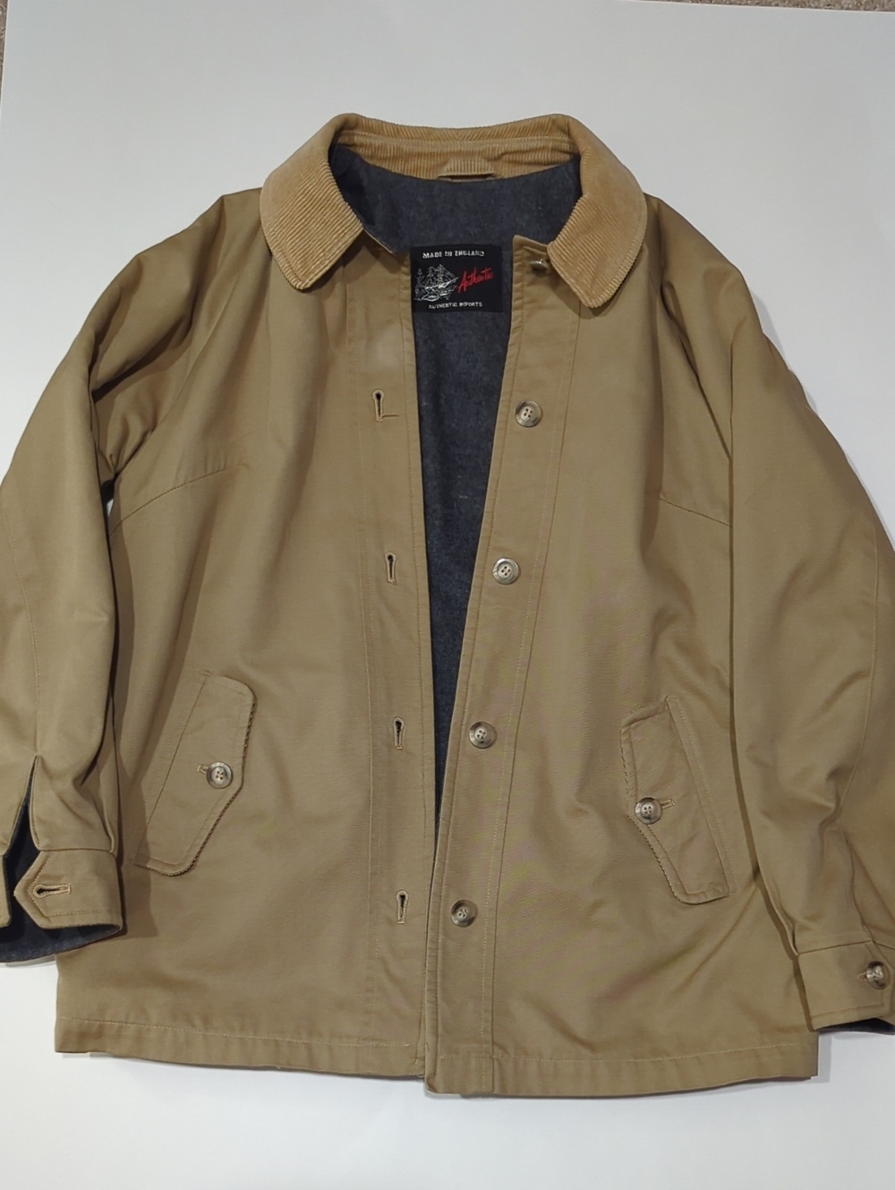 Vintage Authentic Imports Made in England Barn Jacket Corduroy Collar